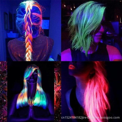 Neon Glowing Hair Florescent Light Braiding Hair Synthetic Jumbo Braids Shining Hair in the Darkness 24inch 100g